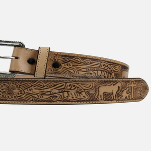 Ceinture d'outillage à la main en cuir occidental pleine fleur de couche supérieure pour ensemble de boucles modifiables en laiton antique classique de designer unisexe - Product Image 3