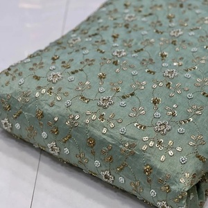 Beaded Embroidery Silk Fabric Wholesale Supplier Beaded <b>Work</b> Silk Fabric Manufacturer India Embroidered Silk Fabric with Beads F - Product Image 5