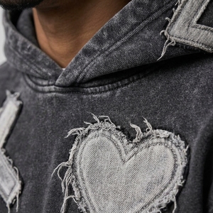 Sudadera con capucha para hombre con efecto acid wash y bordado, diseñada con un acabado desgastado resistente, tela cómoda y bordado llamativo para uso diario. - Product Image 6