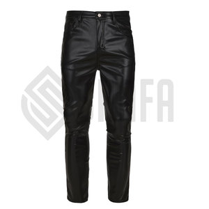 Outdoor Solid Color Leather Pants Casual Wear Men's Leather Pants Hot Selling Leather Pant Made Leather Pants - Product Image 2