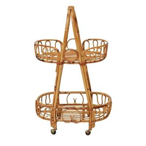 Carrito de Bar de Ratán Tejido Natural Ecológico, Carrito con Doble Cesta, Muebles Sostenibles al por Mayor para Compradores de Restaurantes, Bares y Hoteles - Product Image 1