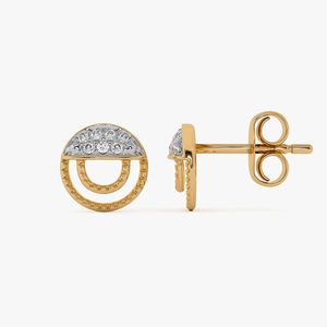 Pendientes de Oro Amarillo con Diamantes Cultivados en Laboratorio, Diseño Semicircular Calado - Product Image 2