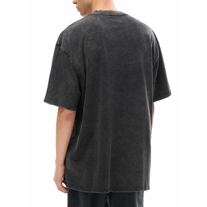 Custom Oversized Knitted Men's Acid Wash Crew Neck <b>T</b>-Shirt 100% Cotton Short Sleeve Loose Fit Chinese Style Blank for - Product Image 5