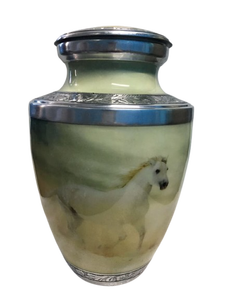 AG Metal Exports AGM-0046-F Urna Funeraria de Aluminio Hecha a Mano con Diseño Art Deco de Animales, Plateada, Florero de Mesa para Recuerdos - Product Image 6