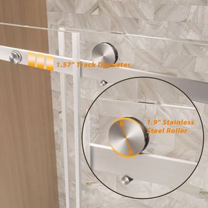 Porta Doccia Scorrevole Singola Senza Telaio 152 cm L x 193 cm A, Vetro Temperato Trasparente 6 mm con Pellicola Antiesplosione, Maniglia in Acciaio Inox - Product Image 4