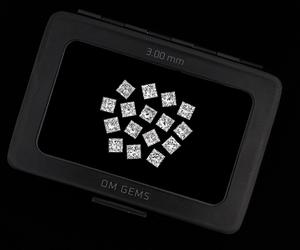 2.64 CT 3.0 MM Diamante de Corte Princesa Cultivado en Laboratorio, Perforado con Láser, Certificado IGI, Blanco Claro [16 Piezas] OM GEMS - Product Image 5