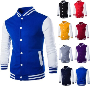 Oem <b>Winter</b> Men's Varsity <b>Jacket</b> Leather Sleeves Fleece Wool Body Stand Collar Embroidery Vintage Style Reversible Breathable - Product Image 1