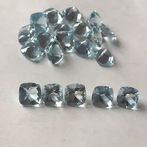 Aguamarina natural de alta calidad con corte facetado tipo cojín, piedra preciosa suelta facetada para la fabricación de joyería, lote al por mayor. - Product Image 3