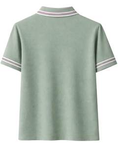 Polo personalizado verde menta para hombre, mezcla de algodón, informal, de manga corta, para verano, con cuello y puños con diseño de rayas en contraste. - Product Image 5