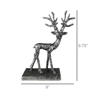 Handmade Metal Deer Sculpture 9.75 Inch Traditional Animal <b>Figure</b> Decor for Living Room Tabletop <b>Christmas</b> Decoration - Product Image 1