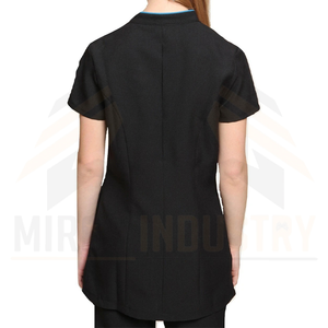 เสื้อคลุมแขนสั้นสีดำสำหรับผู้หญิง ชุดยูนิฟอร์มผ้าฝ้ายสวมใส่สบาย - Product Image 5
