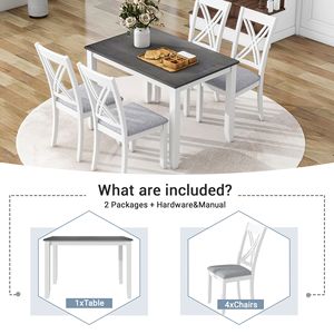 Set da Pranzo Minimalista Rustico 5 Pezzi con Sedie in Legno con Schienale a X per Spazi Piccoli - 4 Posti - Product Image 5