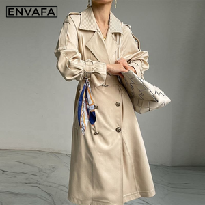 Chaqueta cortavientos larga de alta definición para mujer, estilo doble botonadura, que estiliza y rejuvenece, ideal para principios de primavera. Chaquetas personalizadas. - Product Image 3
