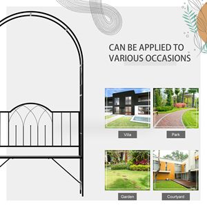 Pergola da Giardino in Metallo 23.25" x 80" con Panchina e Decorazioni Intagliate per 2 Persone, Ideale per Matrimoni e Patio - Product Image 6