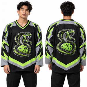 Camiseta de hockey sobre hielo de malla, tela de poliéster ventilada, cuello acanalado, costuras reforzadas, ropa deportiva, uniformes de liga, directo de fábrica - Product Image 6
