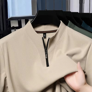 Polo <b>Shirt</b> Half Zip <b>Men's</b> Short Sleeved <b>T</b>-<b>shirt</b> Summer Stand Up Collar Thin Hoodie Ice Silk <b>Cool</b> Solid High Quality Custom Logo - Product Image 3