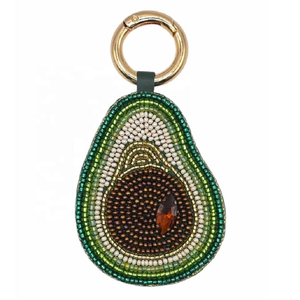 Handmade Glass Beads Avocado <b>Keychain</b> Bag Charm 10x6cm Indian Girls Gift for Purse Backpacks BY MULTI CRAFT - Product Image 1
