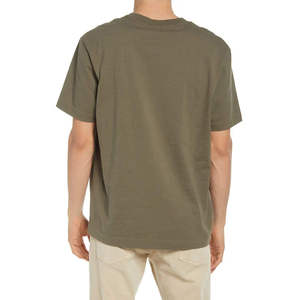 T-shirt décontracté pour homme en coton vert olive à col rond et manches courtes, idéal pour l'été, personnalisable avec logo, OEM, ODM, vente en gros de vêtements - Product Image 3