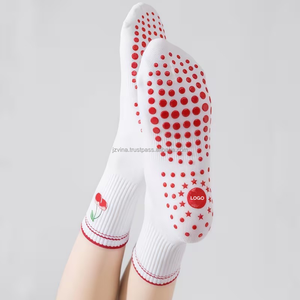 JZVINA <b>Women</b> Pilates Grip <b>Socks</b> Cute Cherry Print Crew <b>Socks</b> Non Slip Silicone Dot Soft Knit Breathable Yoga Floor <b>Socks</b> - Product Image 3
