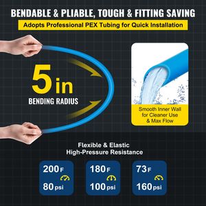 Tuyau PEX bleu sans barrière d'oxygène 80/160 psi, tube PEX de 1 pouce et tuyau flexible PEX de 300 pieds pour la plomberie et les conduites d'eau - Product Image 4