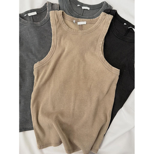 เสื้อกล้ามชายแบบมีซี่โครง คุณภาพสูง เสื้อกล้ามชายสำหรับฤดูร้อนแบบมีซี่โครง ล้างสีแบบแอซิดวอช - Product Image 4