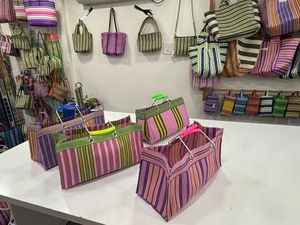 Premium Quality Eco-Friendly Recycled Nylon Striped Custom Recycled Nylon tote <b>Bags</b> Indian Market <b>Bags</b> for Retail and Export - Product Image 4