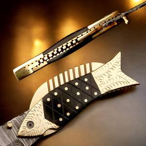 Couteau de chasse pliant en acier Damas de qualité supérieure, manche en acier Damas, emballage en boîte, vente en gros B2B, fabricant OEM de luxe TARJ - Product Image 5