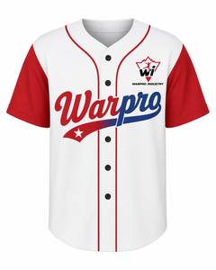 Maillot de baseball personnalisé pour homme, blanc et rouge, de qualité supérieure, avec boutons, uniforme d'équipe sportive - Product Image 1