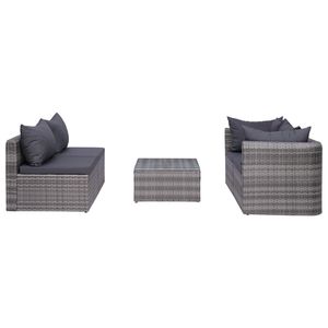 Conjunto de Muebles de Jardín de Ratán PE Gris Grande con Acero con Recubrimiento en Polvo y Vidrio, Muebles de Exterior Premium - Product Image 6