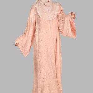 OEM Private Label Women Abaya Premium Modest <b>Islamic</b> <b>Clothing</b> with Matching Hijab Sets Satin Plaid OEM Service - Product Image 1