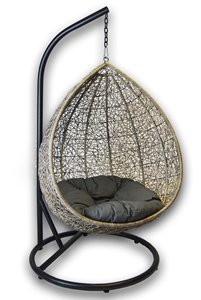Silla Colgante Tipo Huevo Contemporánea para Exteriores con Mimbre de Ratán PE, Asiento Acolchado, Mueble Resistente para Patio y Jardín para 1 Persona - Product Image 3