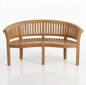 Natural Teak Wood Outdoor Curved Bench Weather Resistant Solid Wood Garden Seat Ergonomic Patio Furniture For Hotel Landscape - Product Image 4