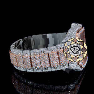 Montre à quartz en acier inoxydable sertie de diamants de luxe, cadran analogique, verre saphir, fermoir déployant, 42 mm, unisexe - Product Image 4