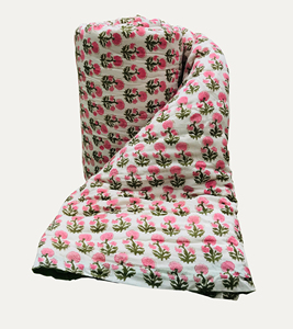 Handmade Block Print Cotton <b>Quilt</b> Floral Pattern Traditional Style All Season Home Decor Reversible Durable 100% Cotton Filling - Product Image 2