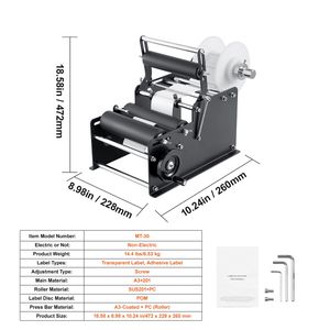 Étiqueteuse manuelle réglable pour bouteilles, 15-20 pièces/min, machine d'étiquetage ronde pour bouteilles, applicateur pour différentes tailles et formes - Product Image 2