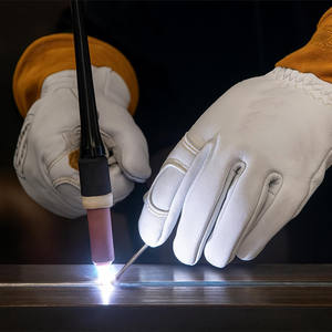 Premium Goat Grain Welding Gloves with Insulated Back, Scalloped <b>Cuff</b>, Boarhide Palm,Reinforced <b>Thumb</b> - Product Image 5