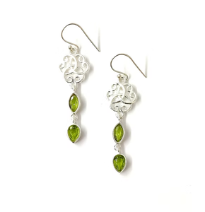 Handcrafted 925 <b>Silver</b> Peridot <b>Dangle</b> <b>Earrings</b> - Vintage Design Olive Green Gemstone Jewelry For Women - Product Image 3