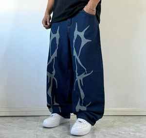 กางเกงยีนส์ทรงแบ็กกี้สไตล์วินเทจสำหรับผู้ชาย ปรับแต่งได้ ลุคสตรีทสไตล์ ผ้ายีนส์สโตนวอช ทรงฮิปฮอป Y2K สไตล์ลำลอง ลุคเพียววอช - Product Image 6