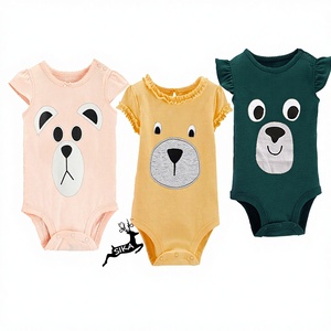 Organic Cotton Baby Romper <b>Set</b> Snap Crotch Onesie Animals Print Long Sleeve Bulk Wholesale Supplier India - Product Image 1