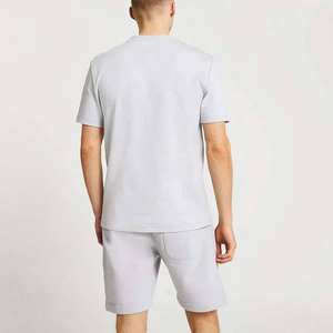 Conjunto deportivo para hombre, camisetas holgadas de manga corta y pantalones, conjuntos de verano para estudiantes, pantalones con bolsillos con cordón, algodón transpirable - Product Image 4