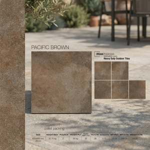 Piastrella in Gres Porcellanato Rettificato R11 per Esterni 600x600mm Marrone Pacifico Antiscivolo Economica per Progetti di Pavimentazione in Medio Oriente - Product Image 5