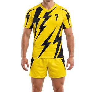 Five B Men's White Red Black Sublimated Rugby Jersey Short Sleeve V-Neck Moisture Wicking Athletic Fit Team Number 9 - Product Image 3