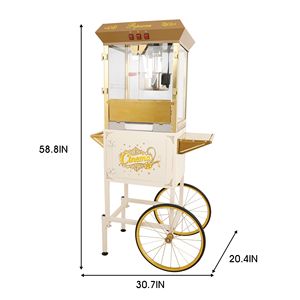 Macchina per Popcorn Commerciale con Carrello, Pentola da 16 Oz, Bianco e Oro, per Sale Cinematografiche - Product Image 5