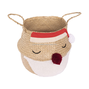 Handwoven Organic Straw <b>Storage</b> <b>Basket</b> With Handles For Plants Home Nursery Laundry Rustic Style Multipurpose Belly <b>Basket</b> - Product Image 2