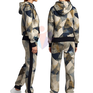 Survêtement de sport décontracté personnalisé OEM à capuche, imprimé numérique, pour l'entraînement et le jogging, vêtements de sport pour femmes, 100% coton, écologique - Product Image 6