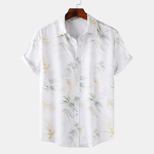 เสื้อเชิ้ตฮาวายลายใบไม้เขตร้อนสำหรับผู้ชาย เสื้อเชิ้ตชายหาดลำลองฤดูร้อน แขนสั้น ติดกระดุม เหมาะสำหรับวันหยุดพักผ่อน น้ำหนักเบา - Product Image 3