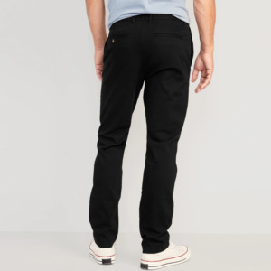 Men's Black Straight Fit Polyester Oxford <b>Trousers</b> Casual Mid Waist Button Fly Flat Front Woven Fabric <b>Summer</b> Lightweight - Product Image 2