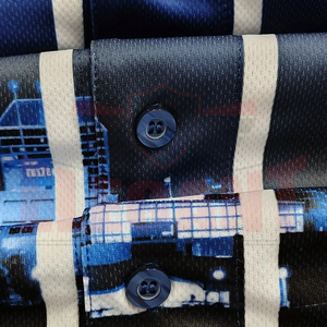 เสื้อเบสบอลสีน้ำเงิน, เสื้อกีฬาโพลีเอสเตอร์ 100%, คอวี, ผ้ายืดเล็กน้อย, โฟร์ซีซั่นส์, เสื้อกีฬาสวมใส่สบายๆ สำหรับกิจกรรมกลางแจ้ง - Product Image 4