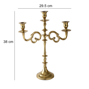 Candelabro de Latón Vintage de Lujo, Portavelas de 3 Brazos, Centro de Mesa Decorativo para Bodas, Decoración de Mesa de Comedor para el Hogar - Product Image 4