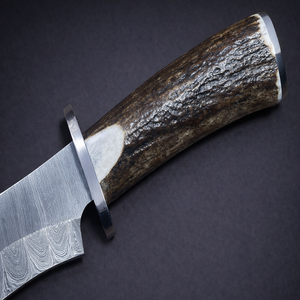 Cuchillo de Caza Personalizado de Acero de Damasco, Hoja Forjada a Mano con Mango de Cuerno de Ciervo, Cuchillo Táctico de Supervivencia para Exteriores, Proveedor - Product Image 3